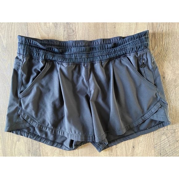 Lululemon Athletica Elastic Waist Zippered Pocket Black Shorts Women's Size 8 - Picture 1 of 4